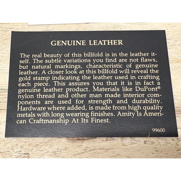 Vtg Amity Black Leather Billfold Cowhide Mens Wallet New In Box - Picture 5 of 16